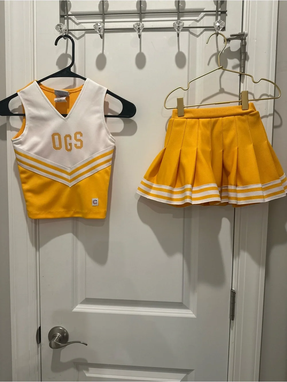 OGS Yellow Cheerleader Costume Set for Kids - Top & Pleated Skirt
